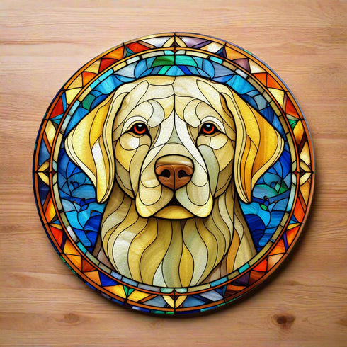 Labrador Yellow Glass Suncatcher Worktop Saver